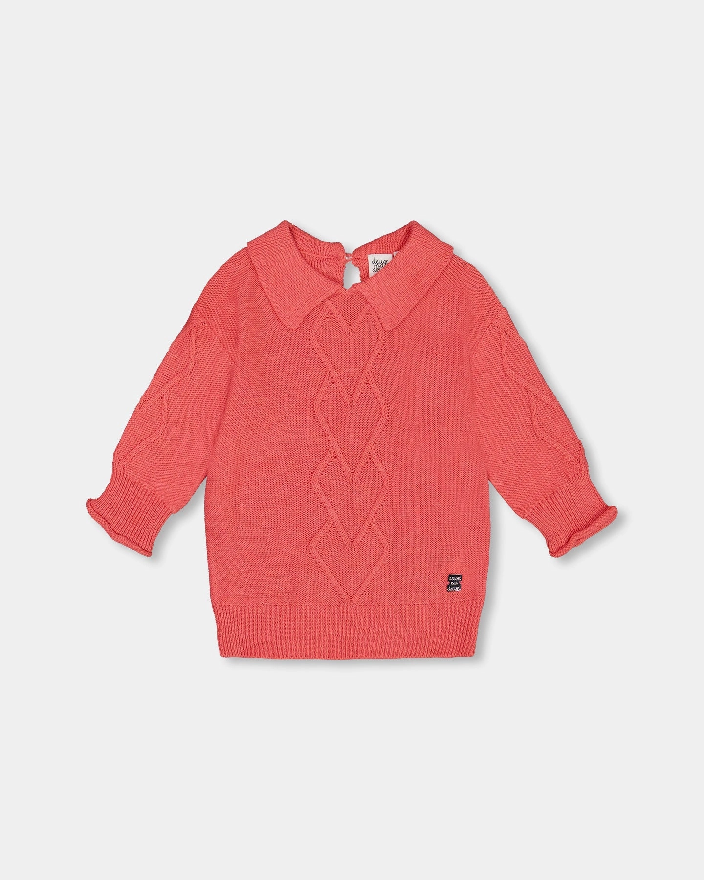 3/4 Knit Sweater With Collar Coral girls knit pullovers, cardigan sweaters girls