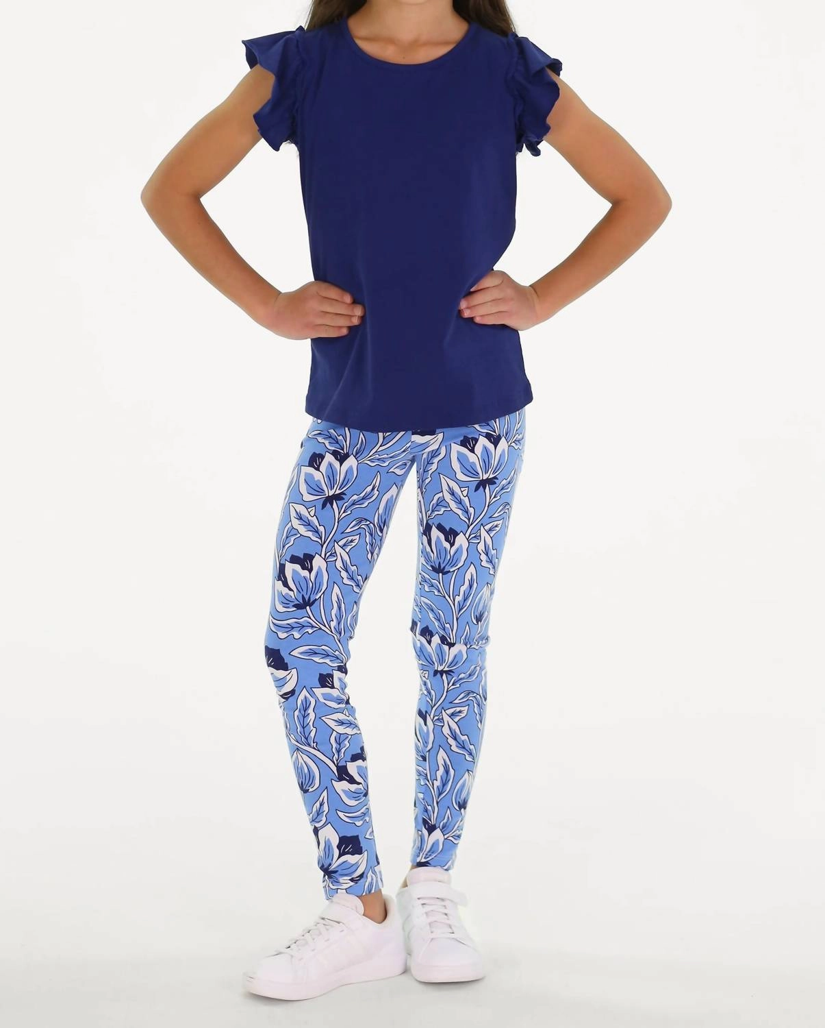 Abigail Top In Royal Navy ruffle tops girls, long sleeve tees girls