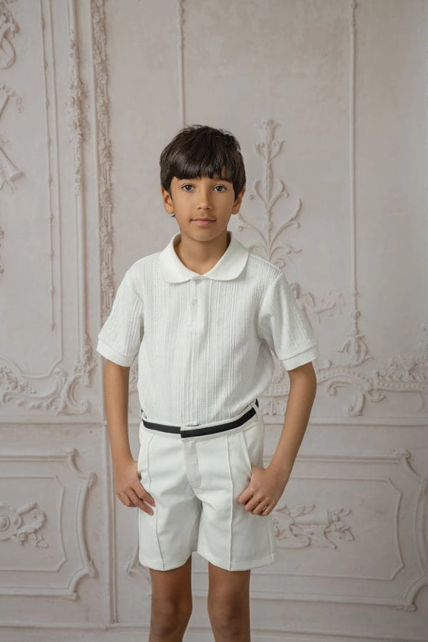 Alex White Shorts With Black Contrast Line Boys Drawstring Athletic Shorts