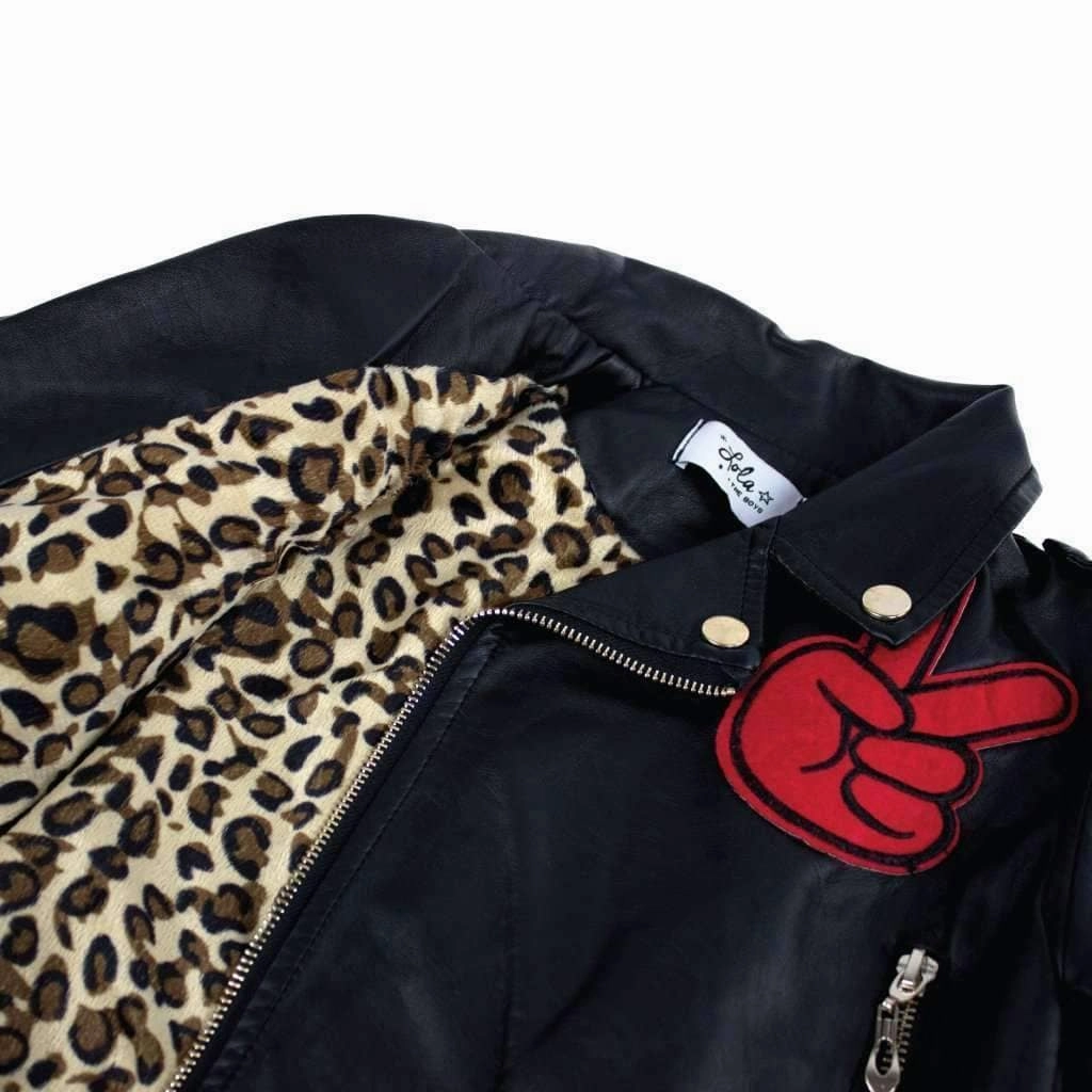 All About The Patch Vegan Leather Jacket Girls Sherpa Coat