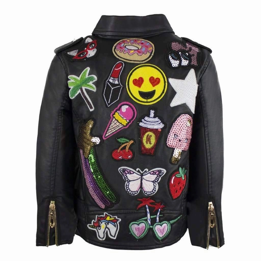 All About The Patch Vegan Leather Jacket Girls Sherpa Coat