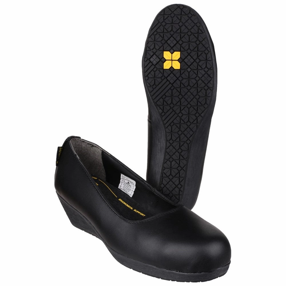 Amblers Safety FS107 Antibacterial Memory Foam Slip on Wedged Safety Court Shoe Women's Sneakers Casual Walking Shoes