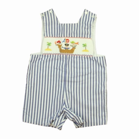 Anavini Boys Blue | White Pirate Ship Romper 2-piece outfit boys, toddler matching sets