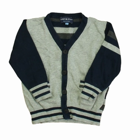 Andy & Evan Boys Navy | Gray Cardigan boys cable knit, zip up knitwear boys