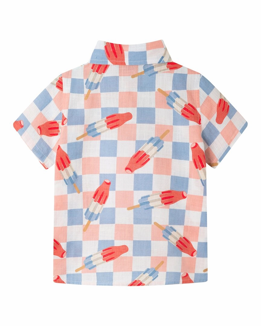 Andy & Evan Crosshatch Checkered Pop Button-Down Shirt Girls Tunic Top
