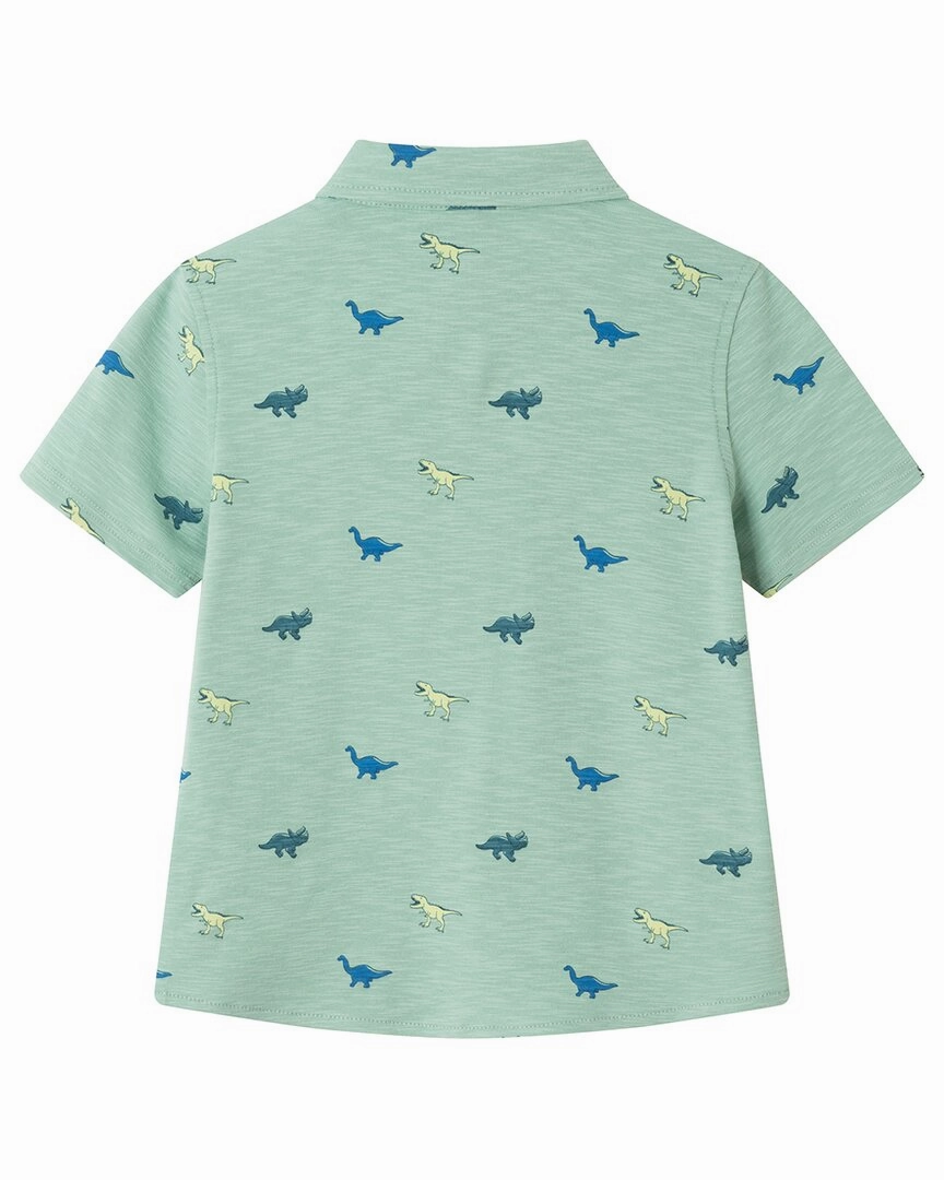 Andy & Evan Dinosaur Print Knit Polo Shirt Girls Tunic Top