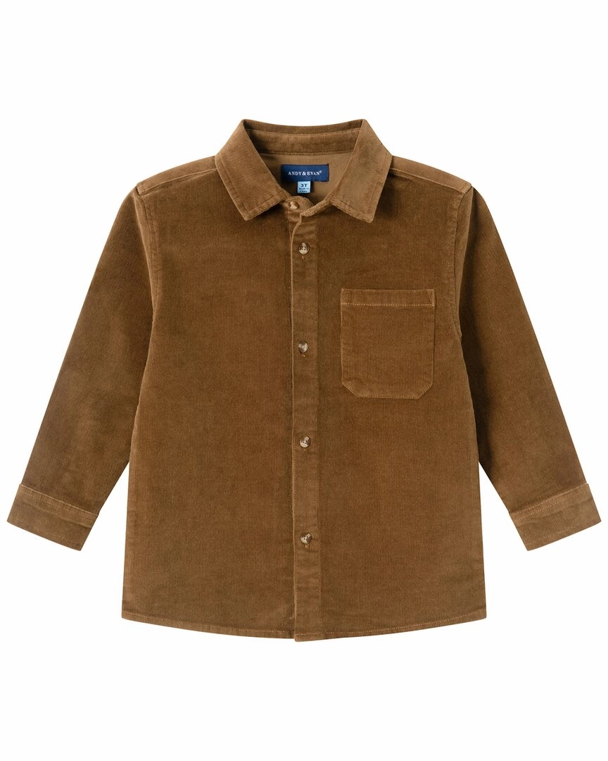 Andy & Evan Garment Washed Cord Button-Down Shirt ruffle tops girls, long sleeve tees girls