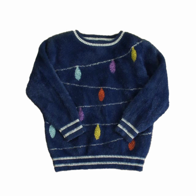 Andy & Evan Girls Blue Christmas Lights Sweater Girls Chunky Knit Sweater