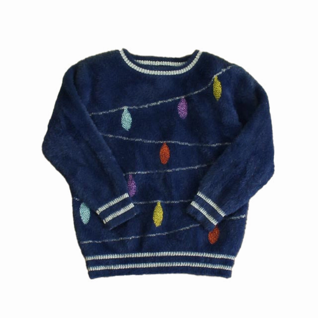Andy & Evan Girls Blue Christmas Lights Sweater girls knit pullovers, cardigan sweaters girls