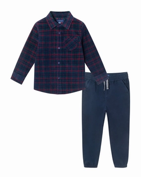 Andy & Evan Plaid Cord Button-Down & Joggers Pant Set leggings girls, wide leg pants girls