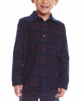 Andy & Evan Plaid Cord Button-Down graphic tees for boys, polo shirts boys