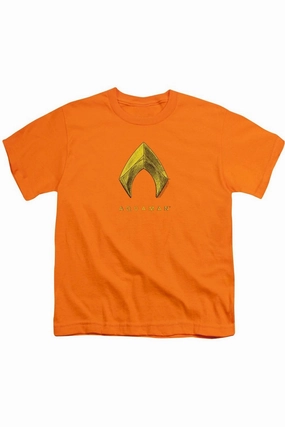 Aquaman Movie Aquaman Logo Short Sleeve Youth Tee / T-Shirt graphic tees for boys, polo shirts boys