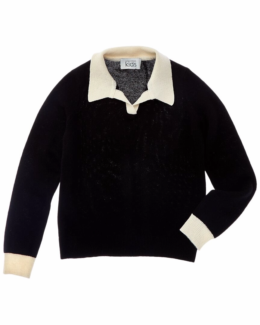 Autumn Cashmere Contrast Trim Wool & Cashmere-Blend Polo Sweater Girls Tunic Top
