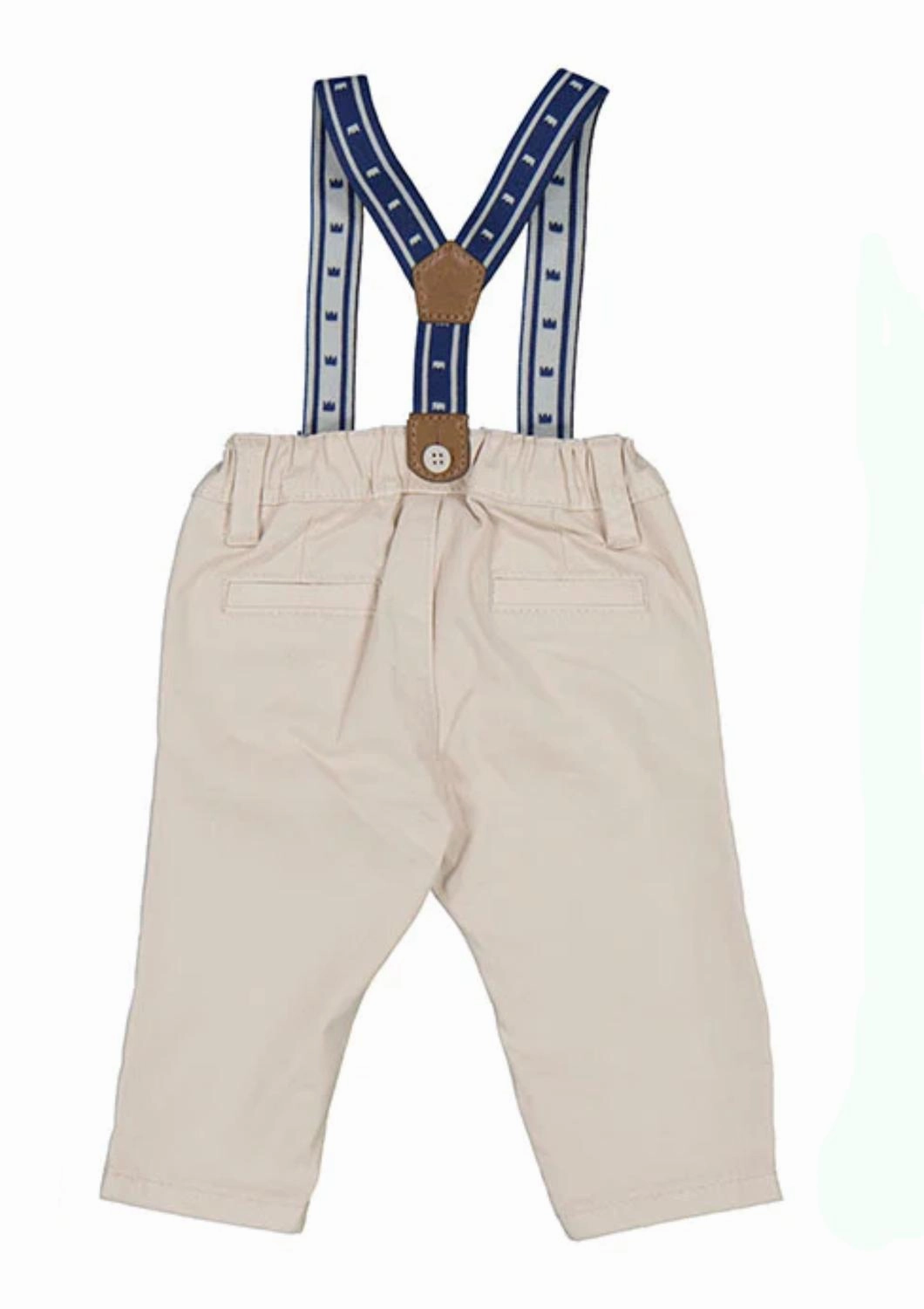 Baby Boy's Trouser With Suspender In Khaki Boys Elastic Waist Trousers
