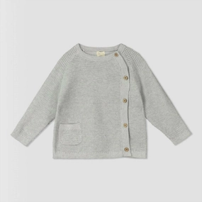 Baby Kris Cotton Sweater With Buttons In Gray graphic tees for boys, polo shirts boys