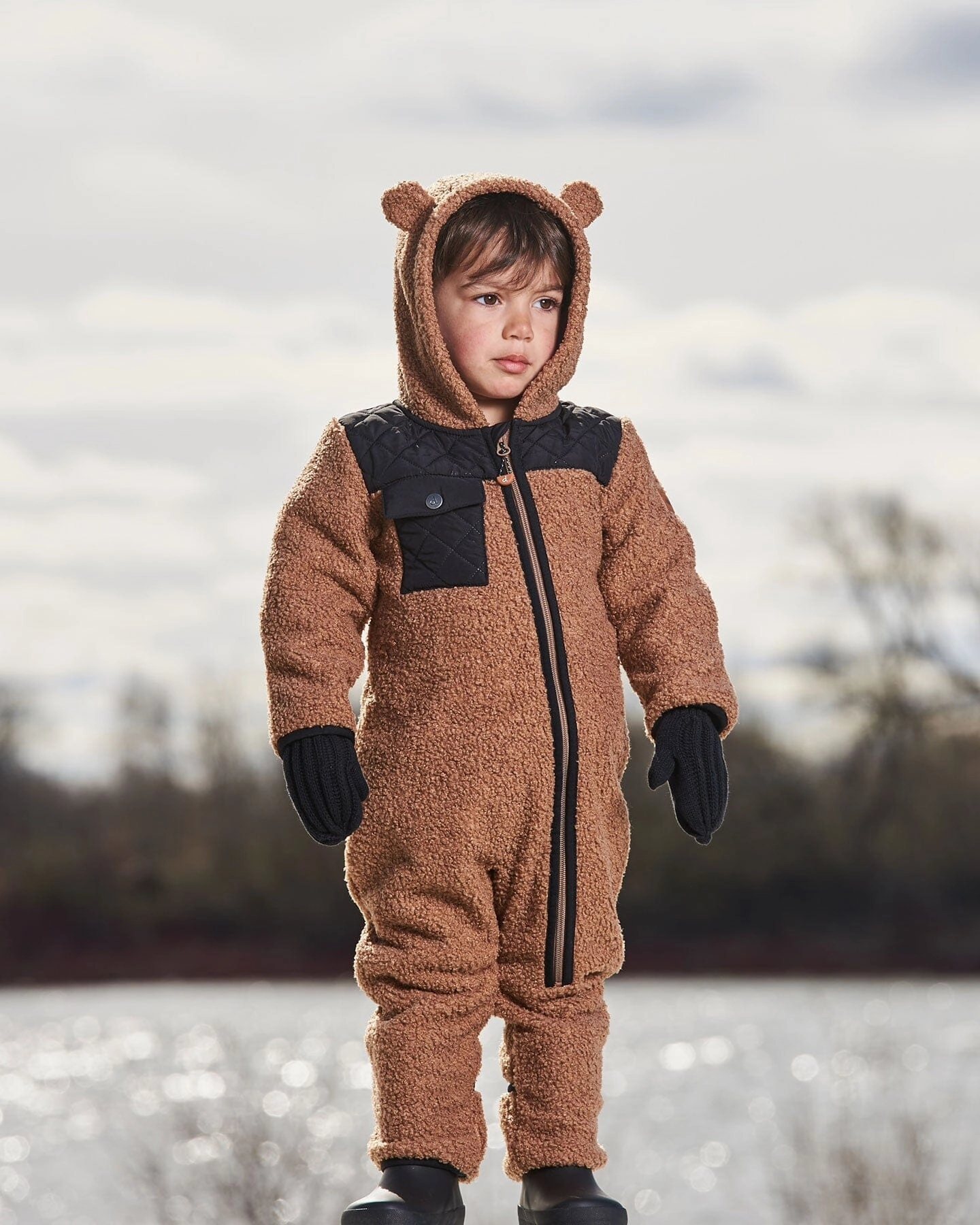 Baby One-Piece Sherpa Mid-Season Outerwear Tan And Black Boys Waterproof Parka