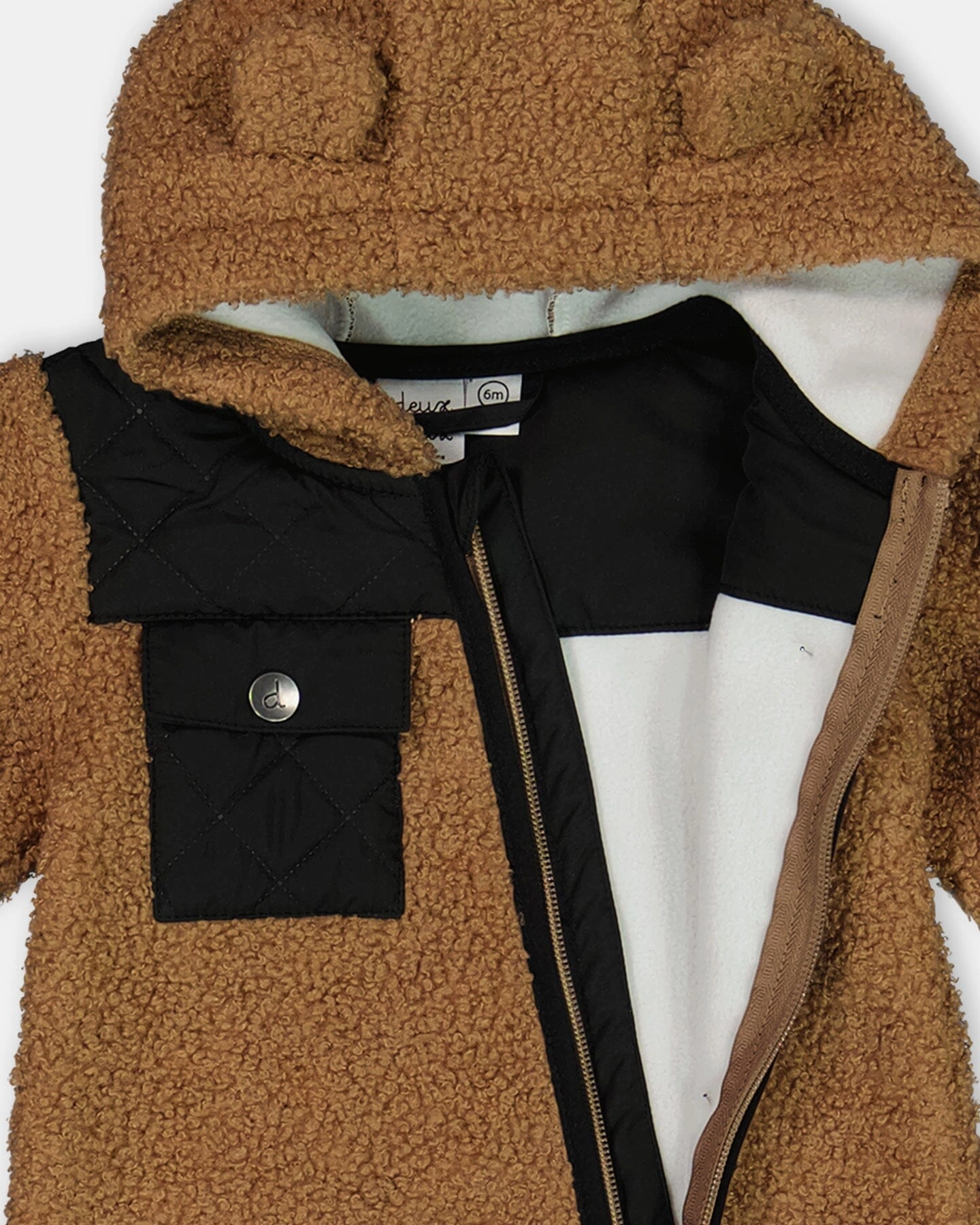 Baby One-Piece Sherpa Mid-Season Outerwear Tan And Black Boys Waterproof Parka