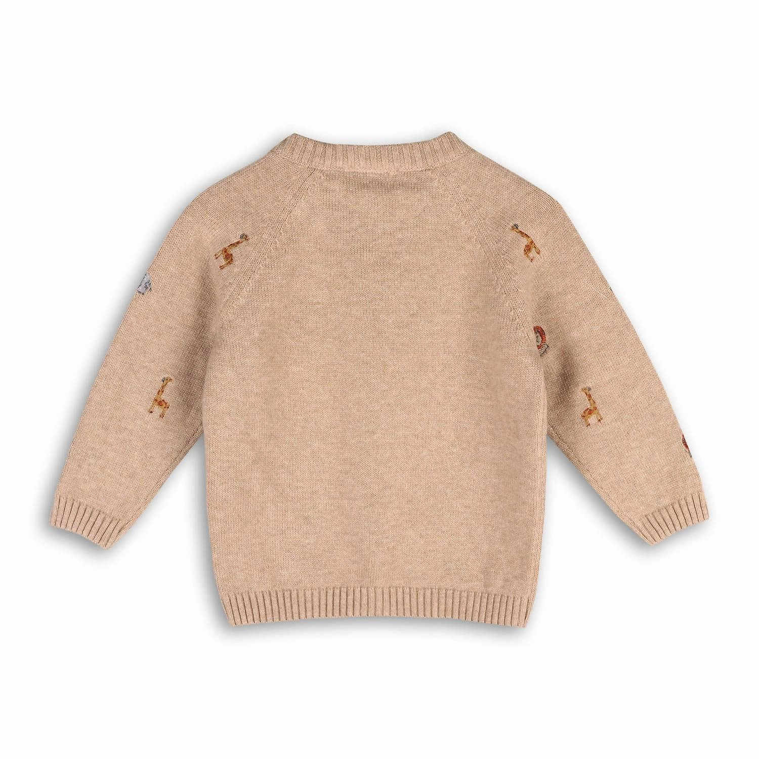 Baby's Mini Safari Animal Embroidered Raglan Pullover In Oat Heather Girls Tunic Top