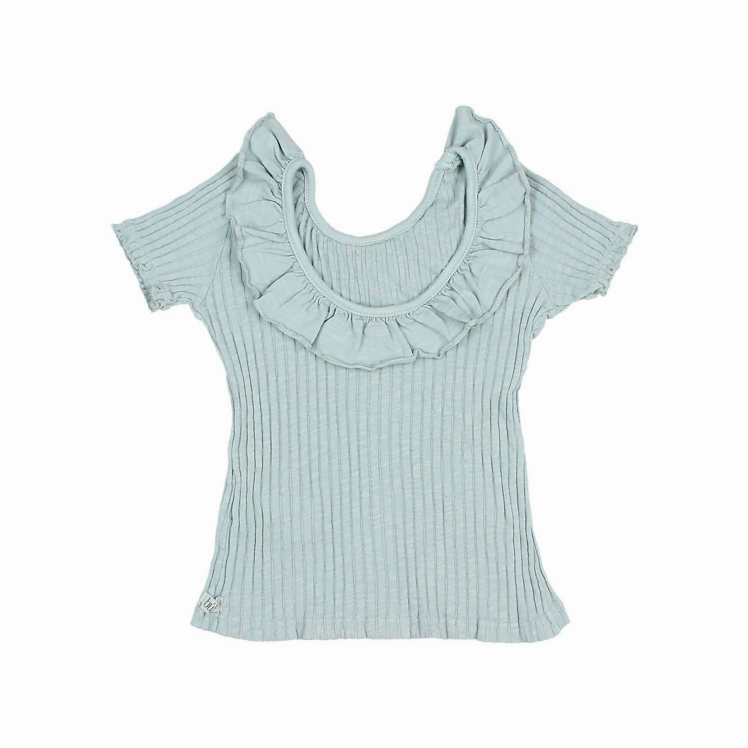 Baby's Rib Collar T-Shirt In Green Girls Tunic Top