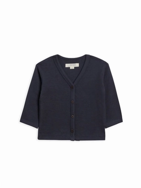 Baby's Wells Waffle Knit Button Cardigan In Navy winter jackets for boys, lightweight puffer boys