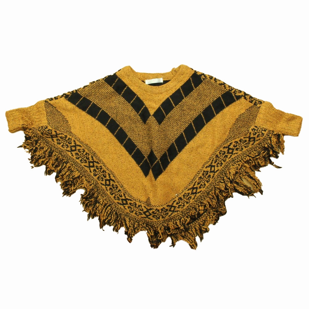 Bailey's Blossoms Girls Brown | Black Poncho Girls Sherpa Coat