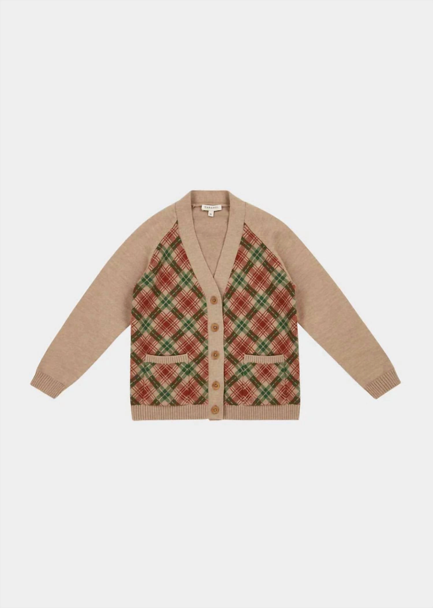 Bailey V-Neck Cardigan In Camel Boys Waterproof Parka