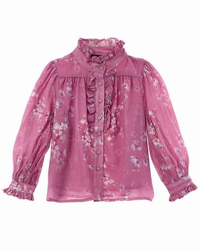 Bardot Matilda Floral Blouse ruffle tops girls, long sleeve tees girls