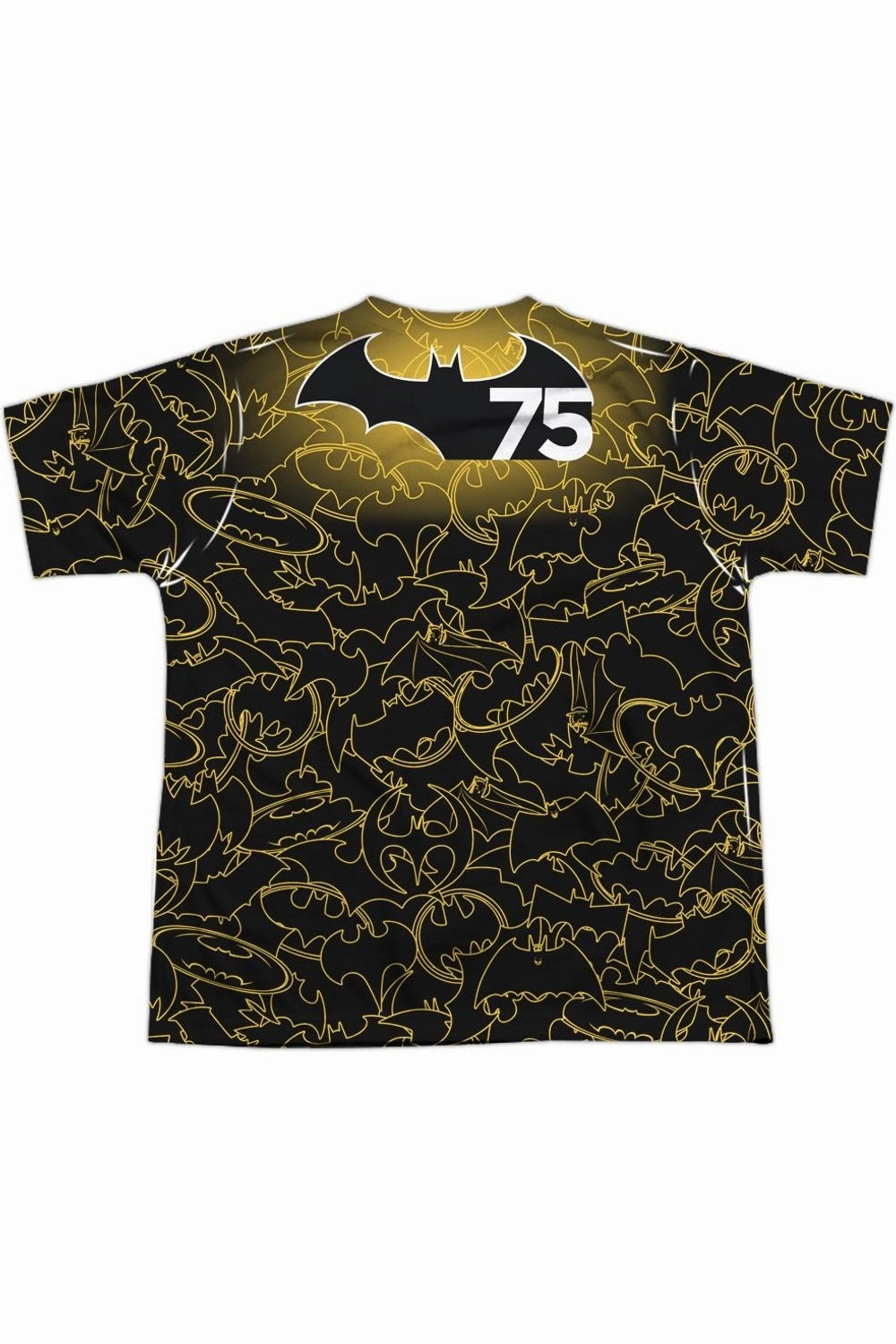 Batman 75 Glow (Front/Back Print) Short Sleeve Youth Poly Crew Tee / T-Shirt Boys Henley T Shirt