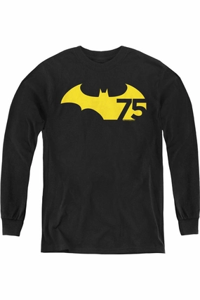 Batman 75 Logo 2 Youth Long Sleeve Tee / T-Shirt graphic tees for boys, polo shirts boys