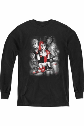 Batman Bad Gals Bw Youth Long Sleeve Tee / T-Shirt graphic tees for boys, polo shirts boys