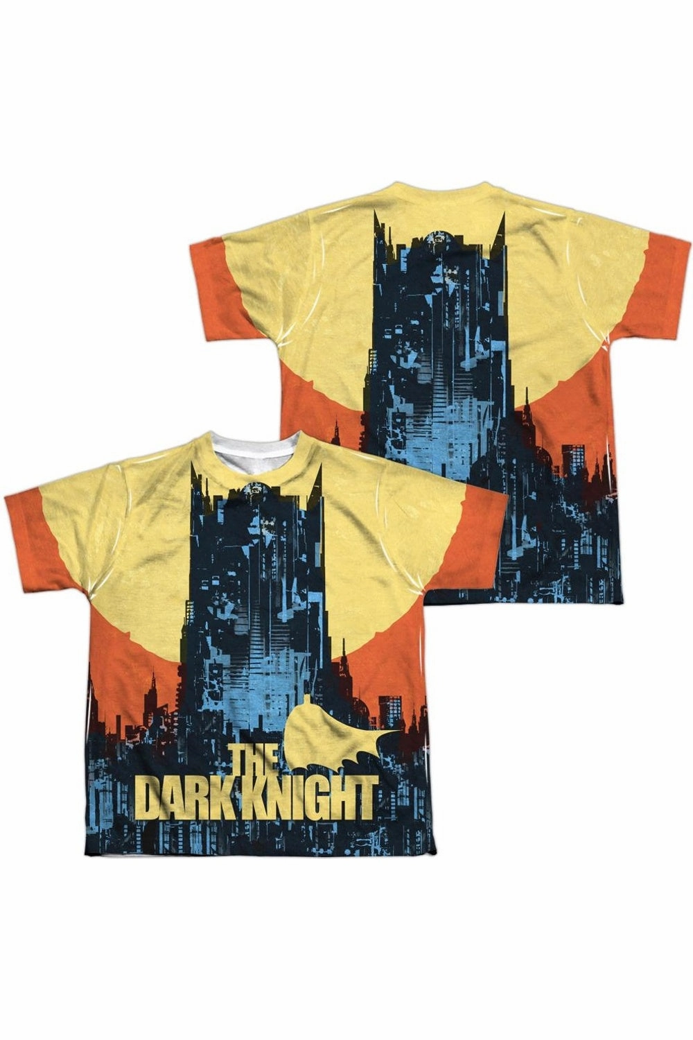 Batman Bat Building (Front/Back Print) Short Sleeve Youth Poly Crew Tee / T-Shirt graphic tees for boys, polo shirts boys