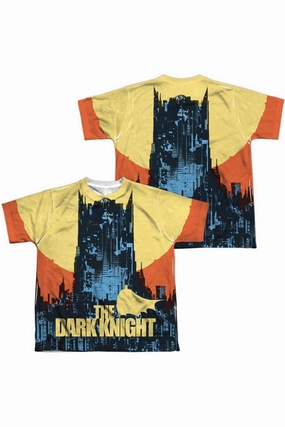 Batman Bat Building (Front/Back Print) Short Sleeve Youth Poly Crew Tee / T-Shirt graphic tees for boys, polo shirts boys