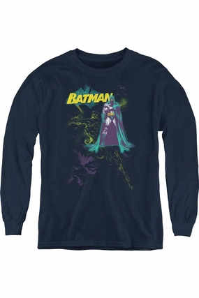 Batman Bat Spray Youth Long Sleeve Tee / T-Shirt graphic tees for boys, polo shirts boys
