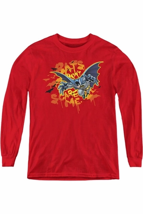Batman Bats Dont Scare Me Youth Long Sleeve Tee / T-Shirt graphic tees for boys, polo shirts boys