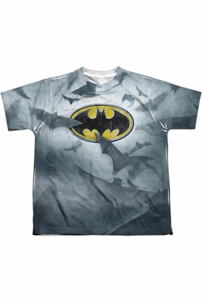 Batman Bats Logo Short Sleeve Youth Poly Crew Tee / T-Shirt graphic tees for boys, polo shirts boys
