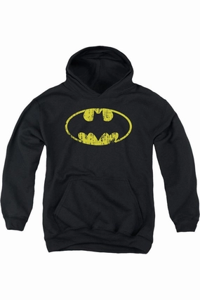 Batman Classic Logo Distressed Youth Pull Over Hoodie / Hooded Sweatshirt graphic tees for boys, polo shirts boys
