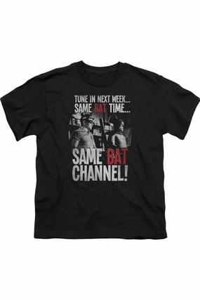 Batman Classic Tv Bat Channel Short Sleeve Juvenile Tee / T-Shirt graphic tees for boys, polo shirts boys