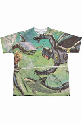 Batman Classic Tv Underwater Short Sleeve Youth Poly Crew Tee / T-Shirt graphic tees for boys, polo shirts boys