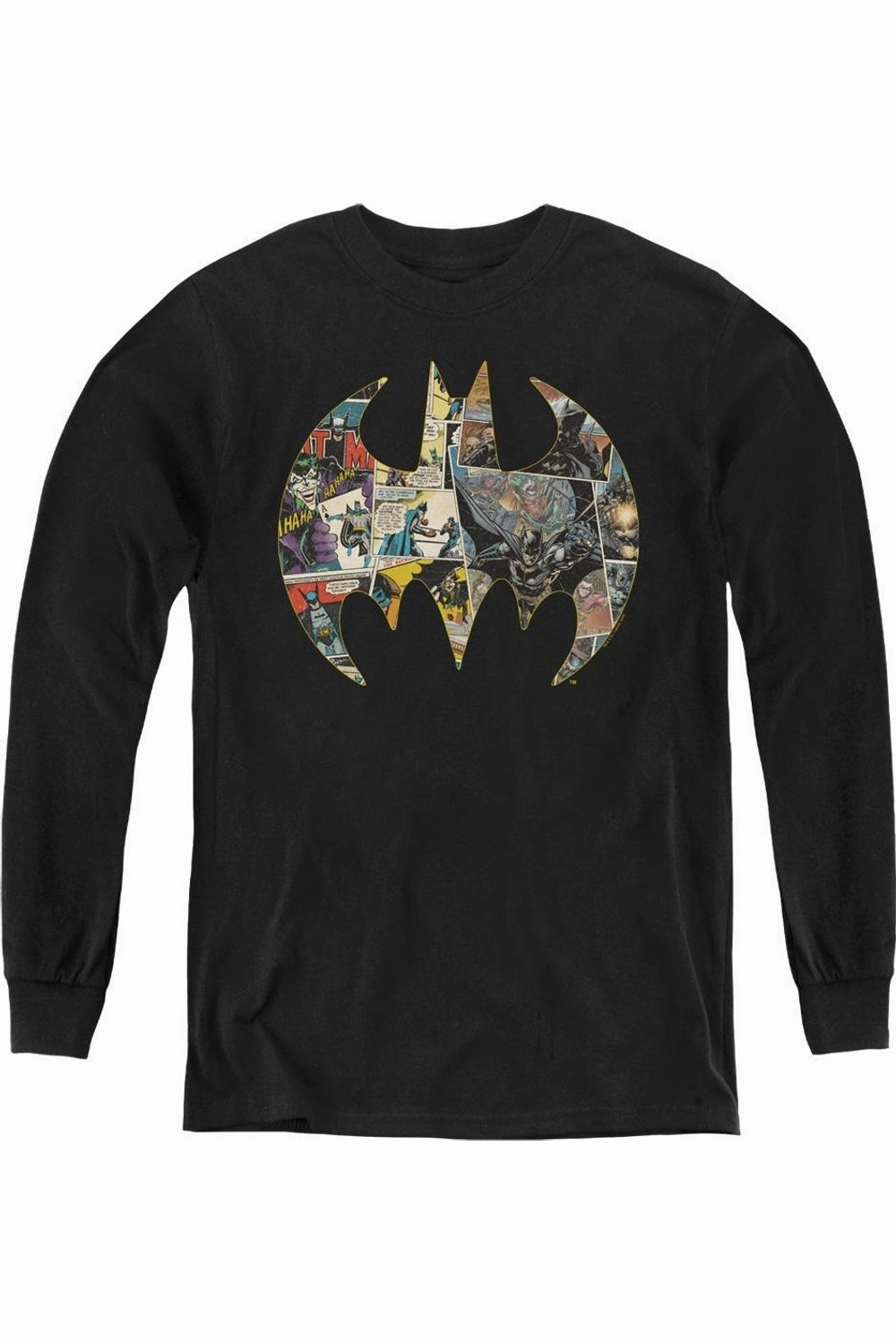 Batman Collage Shield Youth Long Sleeve Sweatshirt graphic tees for boys, polo shirts boys