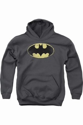 Batman Distressed Shield Youth Pull Over Hoodie / Hooded Sweatshirt graphic tees for boys, polo shirts boys