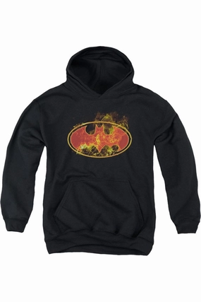Batman Flames Logo Youth Pull Over Hoodie / Hooded Sweatshirt graphic tees for boys, polo shirts boys