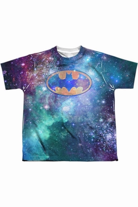 Batman Galaxy Symbol Short Sleeve Youth Poly Crew Tee / T-Shirt graphic tees for boys, polo shirts boys