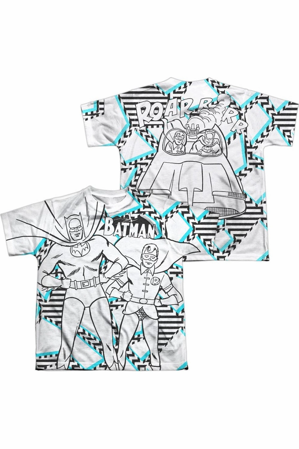 Batman Gaudy Bat (Front/Back Print) Short Sleeve Youth Poly Crew Tee / T-Shirt graphic tees for boys, polo shirts boys