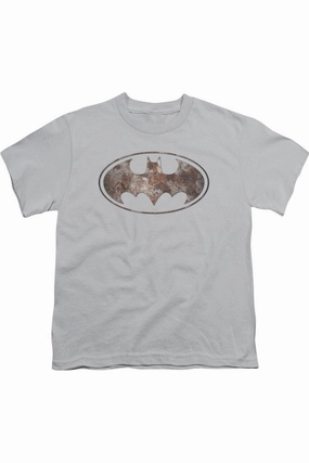 Batman Heavy Rust Logo Short Sleeve Youth Tee / T-Shirt graphic tees for boys, polo shirts boys