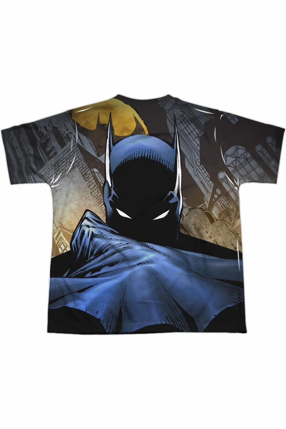 Batman In Shadow (Front/Back Print) Short Sleeve Youth Poly Crew Tee / T-Shirt Boys Henley T Shirt