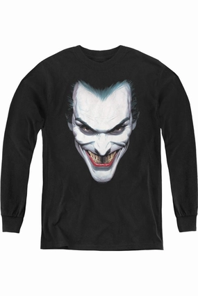 Batman Joker Portrait Youth Long Sleeve Tee / T-Shirt graphic tees for boys, polo shirts boys