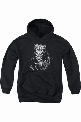 Batman Jokers Splatter Smile Youth Pull Over Hoodie / Hooded Sweatshirt graphic tees for boys, polo shirts boys