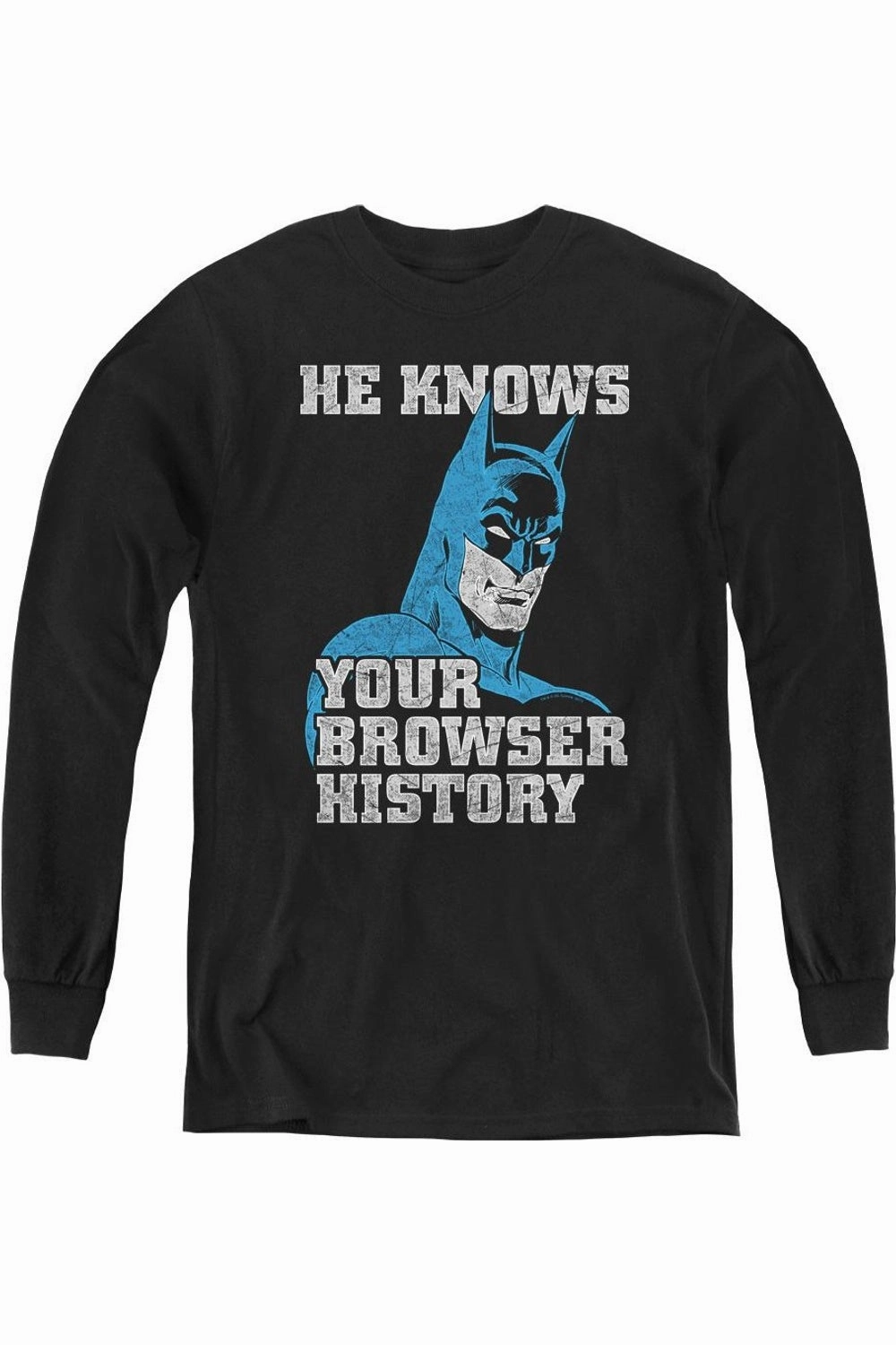 Batman Knows Youth Long Sleeve Tee / T-Shirt graphic tees for boys, polo shirts boys