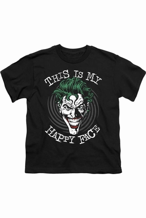 Batman Maniacal Spiral Short Sleeve Youth Tee / T-Shirt graphic tees for boys, polo shirts boys