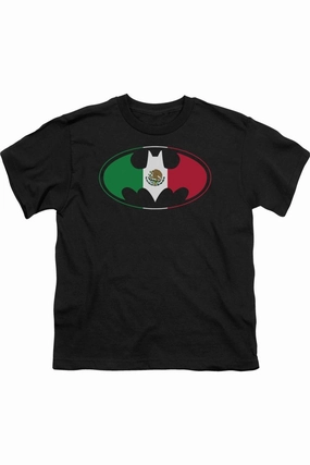 Batman Mexican Flag Shield Short Sleeve Juvenile Tee / T-Shirt graphic tees for boys, polo shirts boys
